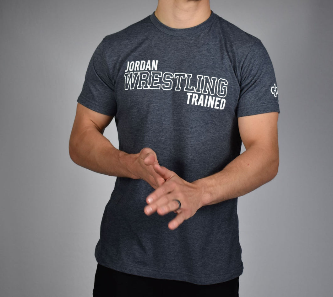 Charcoal Outlined Jordan Trained Wrestling t-shirt